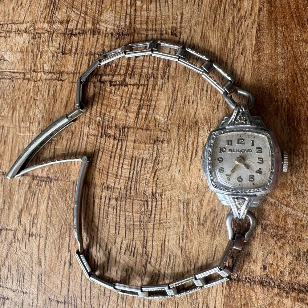 Vintage Bulova Ladies Watch 10K Gold Filled Art Deco Bracelet Original Working